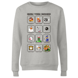 Nintendo Super Mario Know Your Enemies Women's Sweatshirt - Grey