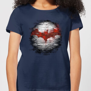 Batman Logo Wall Damen T-Shirt - Navy Blau Blau