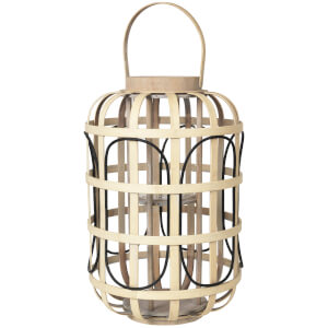 Broste Copenhagen Contrast Bamboo Lantern - Glass Natural