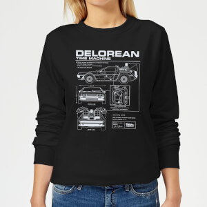 Back To The Future DeLorean Schematic Women's Sweatshirt - Black