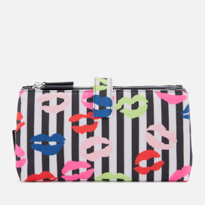 Lulu Guinness Women's Stripe Lip Blot Double Make Up Bag - Black/Multi