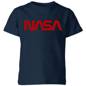 NASA Worm Red Logotype Kids' T-Shirt - Navy