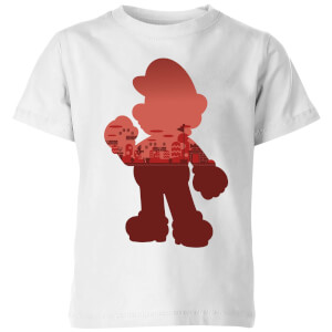 Nintendo Super Mario Mario Silhouette Kinder T-Shirt - Weiß