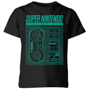 Nintendo Entertainment System Blueprint Kinder T-Shirt - Schwarz