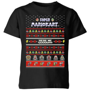 Nintendo Super Mario Kart Here We Go Kinder T-Shirt - Schwarz