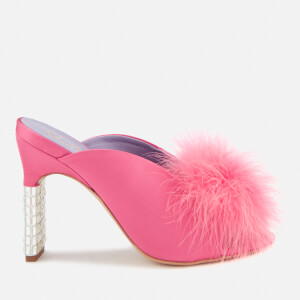 Mulberry Women's Satin Fluff Heeled Mules - Fuchsia