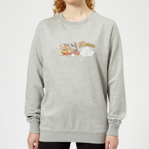 The Flintstones Family Car Distressed Women's Sweatshirt - Grey