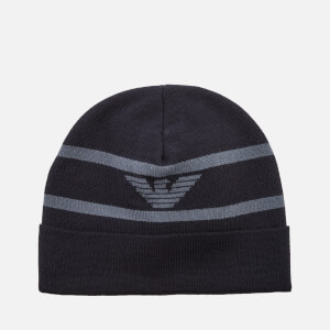 Emporio Armani Men's Beanie Hat - Blu Logo Avio