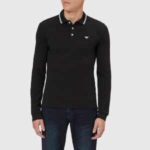 armani long sleeve polo black