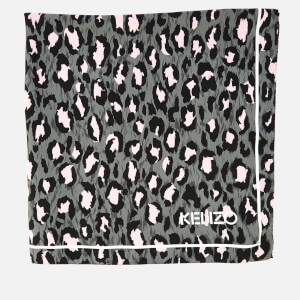 KENZO Men's Silk Twill Leopard Square Scarf - Anthracite