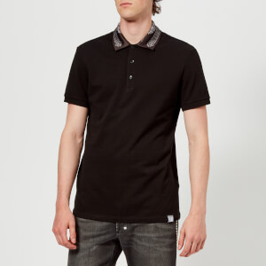 Versace Collection Men's Collar Detail Polo Shirt - Nero