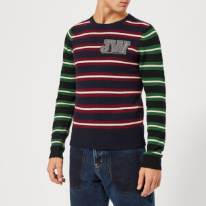 JW Anderson Men's Logo Patch Stripe Jumper - Navy