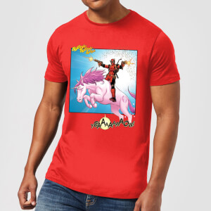Marvel Deadpool Unicorn Battle Men's T-Shirt - Red