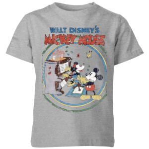 T-Shirt Enfant Disney Affiche Vintage Piano - Gris