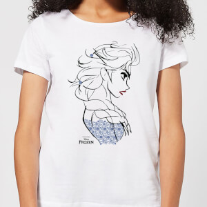 T-Shirt Femme La Reine des Neiges - Croquis Elsa Bleu - Blanc
