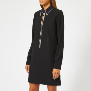 Victoria, Victoria Beckham Women's Embellished Fluid Crepe Open Front Shift Dress - Black