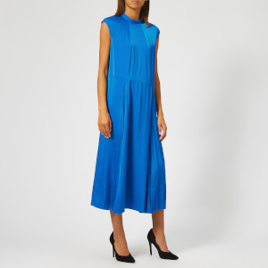Victoria, Victoria Beckham Women's Satin Crepe Pleat Panel Midi Dress - Lapis