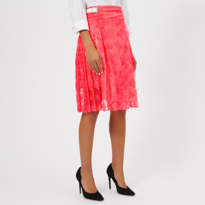 Christopher Kane Women's Neon Lace Kilt Skirt - Neon Pink