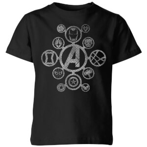 T-Shirt Avengers Distressed Metal Icon - Nero - Bambini