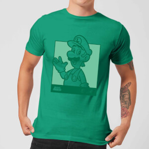Nintendo Super Mario Luigi Kanji Line Art Men's T-Shirt - Kelly Green