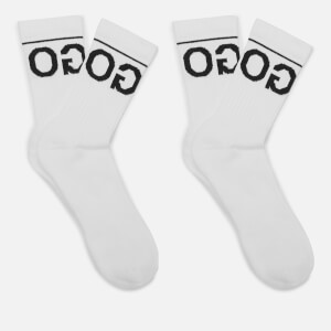 HUGO Men's 2 Pack Rib Logo Socks - White - UK 8.5-11