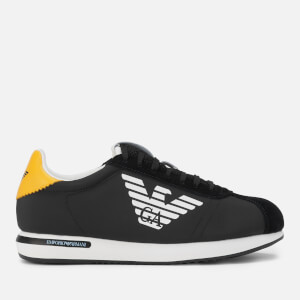 Emporio Armani Men's Big Suede/Nylon Runner Style Trainers - Black/Black/Sun