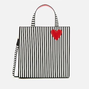 Lulu Guinness Women's Stripe Hearts and Lips Davina Tote Bag - Black/Chalk