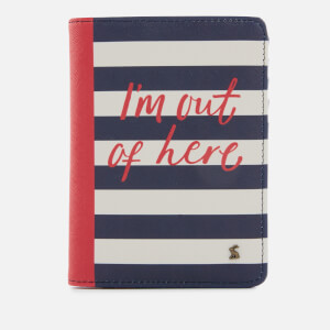 Joules Women's Jet Setter Passport Holder - Navy Stripe Text