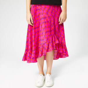 KENZO Women's Asymmetric Ruffled Midi Skirt - Deep Pink