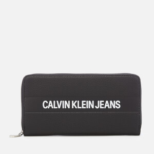 Calvin Klein Women's Logo Banner Large Zip Around Wallet - Black