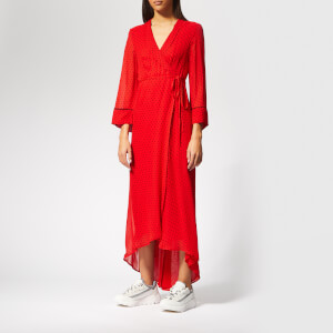 Ganni Women's Mullin Georgette Wrap Dress - Fiery Red