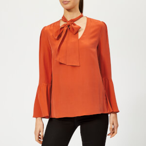 MICHAEL MICHAEL KORS Women's Bell Sleeve Silk Top - Bright Terra Cotta