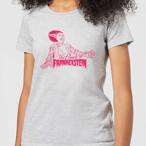 Universal Monsters Bride Of Frankenstein Crest Women's T-Shirt - Grey