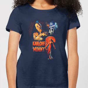 Universal Monsters The Mummy Vintage Poster Women's T-Shirt - Navy