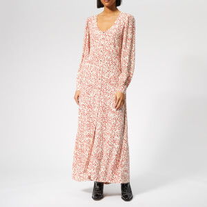 Ganni Women's Goldstone Crepe Buttoned Dress - Egret