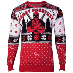 Marvel Deadpool Christmas Knitted Jumper - Red