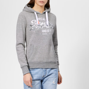 Superdry Women's Vintage Logo Sequin Entry Hoodie - Grey Heathered