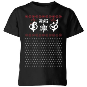 The Grinch Pattern Kids Christmas T-Shirt - Black