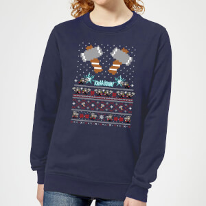 Marvel Avengers Thor Pixel Art Women's Christmas Sweatshirt - Navy