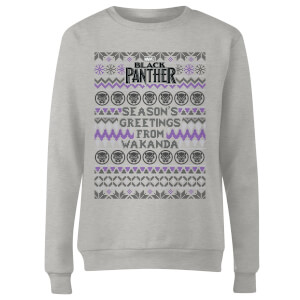 Marvel Avengers Season's Greetings From Wakanda Women's Christmas Sweatshirt - Grey