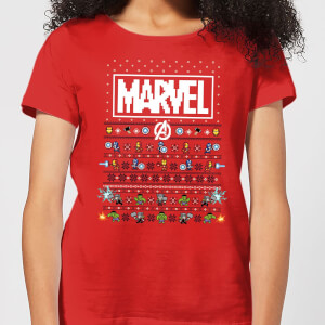 Marvel Avengers Pixel Art Dames kerst T-shirt - Rood