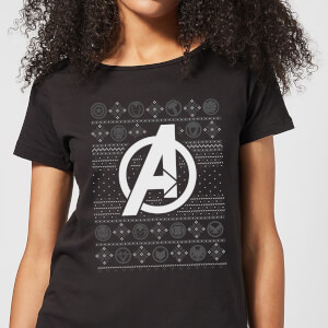 Marvel Avengers Logo Damen Christmas T-Shirt - Schwarz