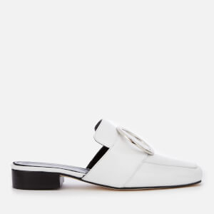 Dorateymur Women's Petrol Leather Slide Loafers - White