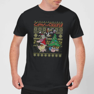 Cow and Chicken Cow And Chicken Kerstmis T-Shirt - Zwart