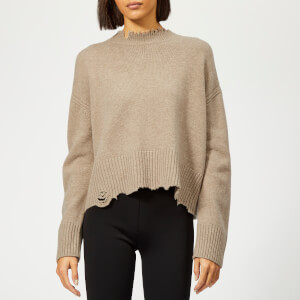 Helmut Lang Women's Distressed Crew Real Jumper - Beige
