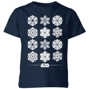 Star Wars Snowflake Kids Christmas T-Shirt - Navy