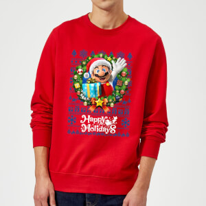 Nintendo Super Mario Happy Holidays Mario Christmas Sweatshirt - Red