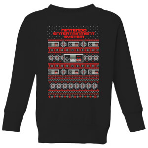 Nintendo NES Pattern Kid's Christmas Sweatshirt - Black
