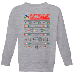 Nintendo SNES Pattern Kid's Christmas Sweatshirt - Grey