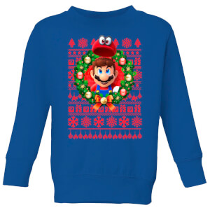 Nintendo Super Mario Mario and Cappy Kid's Christmas Sweatshirt - Royal Blue
